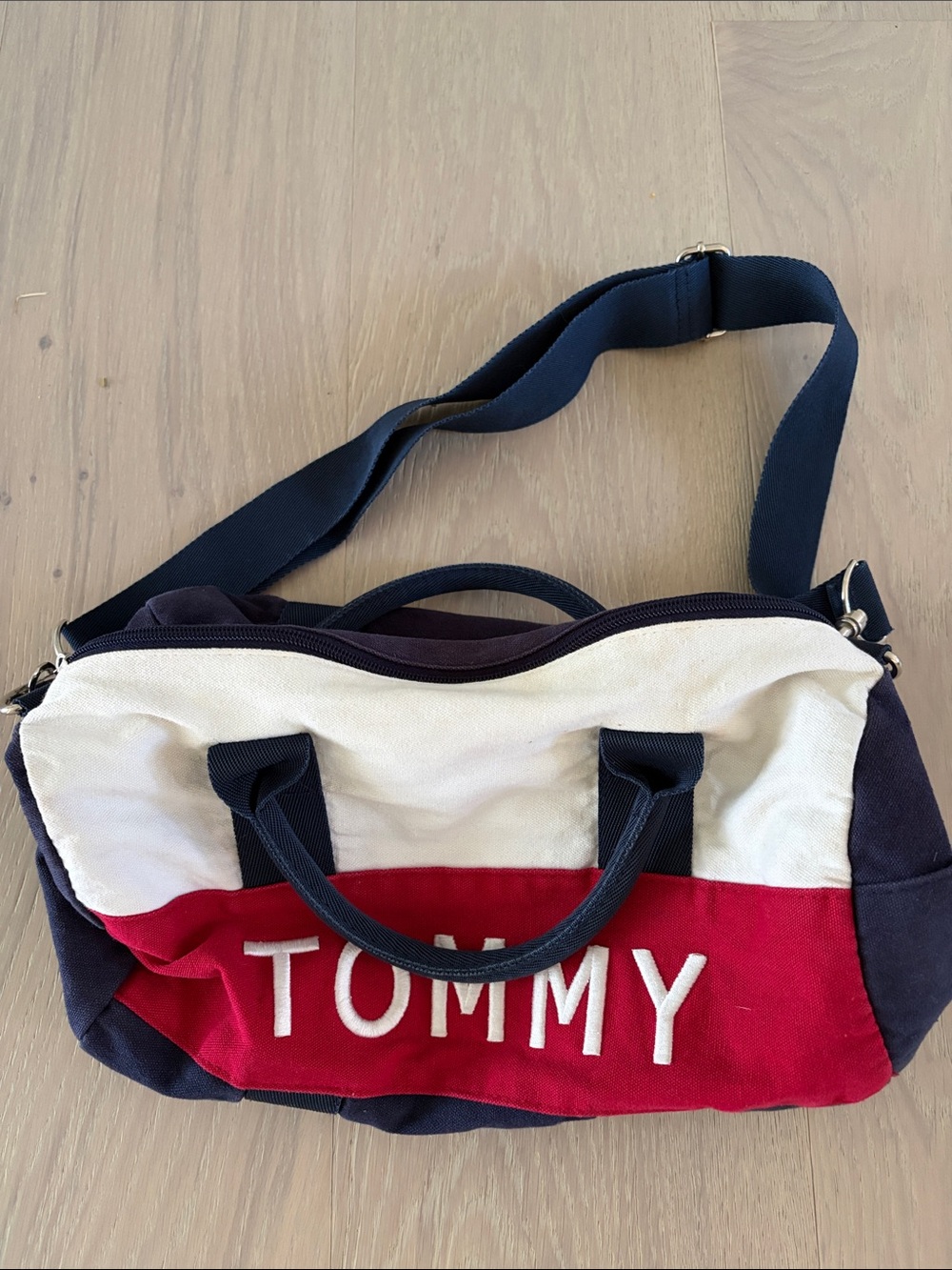 Tommy Hilfiger Red, White & Navy Canvas Duffel